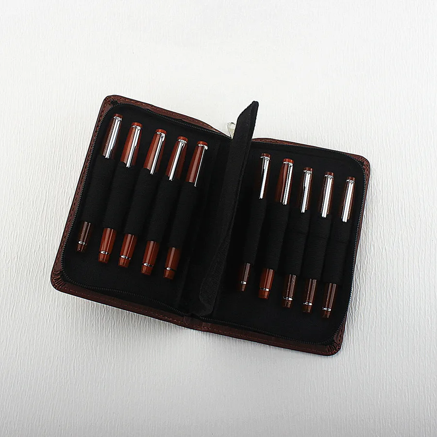 New Leather Large Capacity Fountain Pencil Case 48 Slots Pen Bag Writing Holder Supplies Accessories