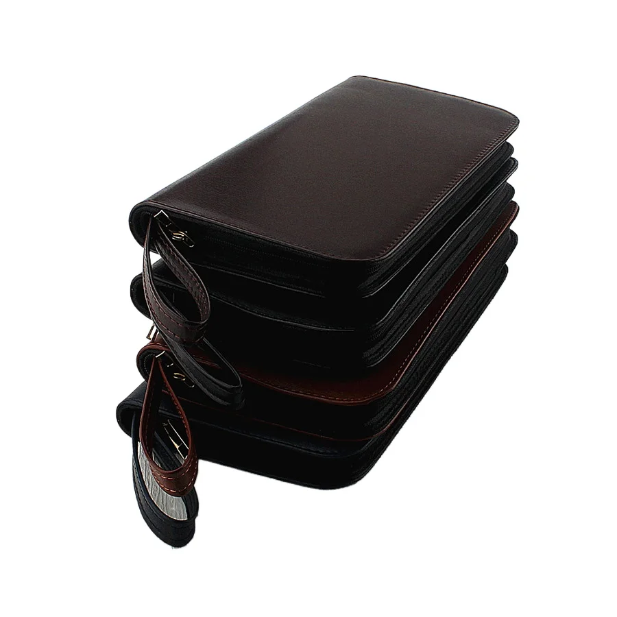 New Leather Large Capacity Fountain Pencil Case 48 Slots Pen Bag Writing Holder Supplies Accessories