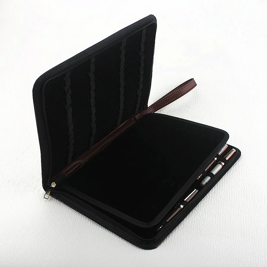 New Leather Large Capacity Fountain Pencil Case 48 Slots Pen Bag Writing Holder Supplies Accessories