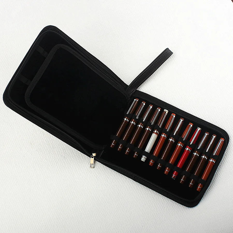 New Leather Large Capacity Fountain Pencil Case 48 Slots Pen Bag Writing Holder Supplies Accessories