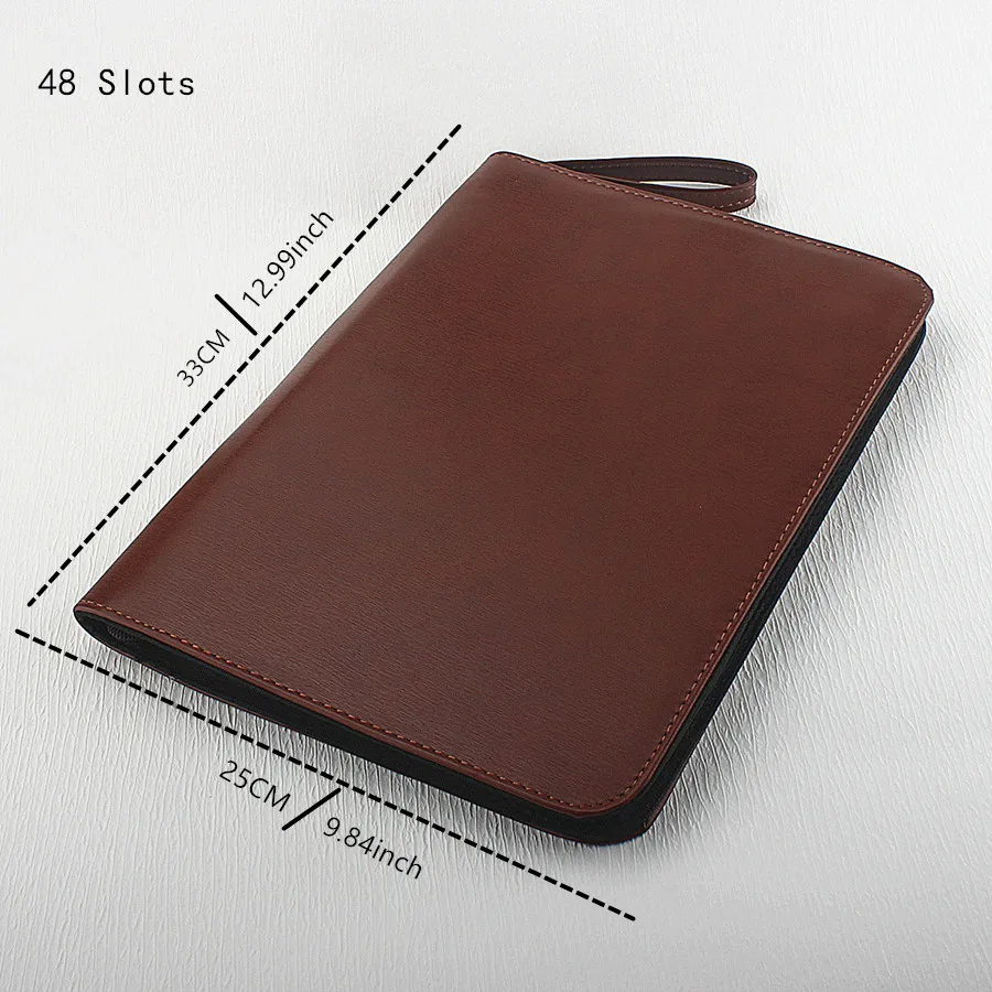 New Leather Large Capacity Fountain Pencil Case 48 Slots Pen Bag Writing Holder Supplies Accessories
