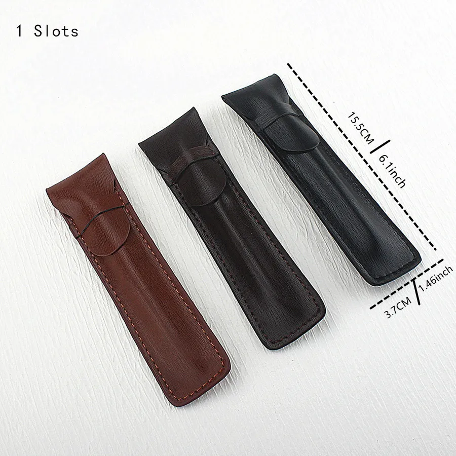 New Leather Large Capacity Fountain Pencil Case 48 Slots Pen Bag Writing Holder Supplies Accessories