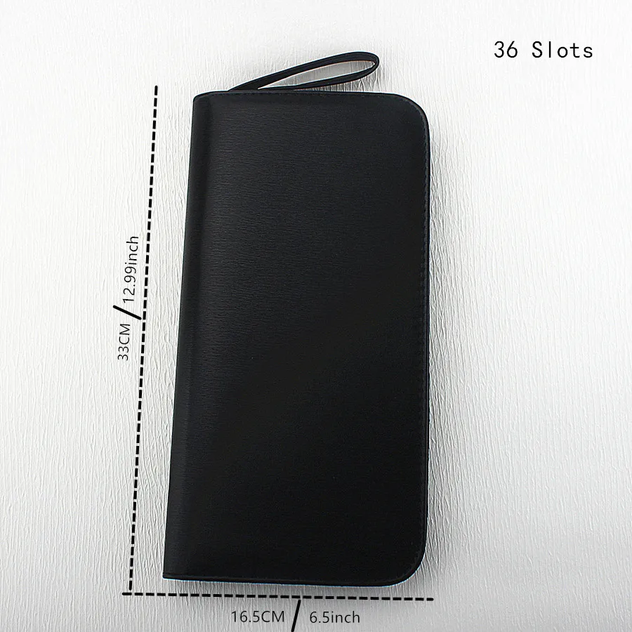 New Leather Large Capacity Fountain Pencil Case 48 Slots Pen Bag Writing Holder Supplies Accessories