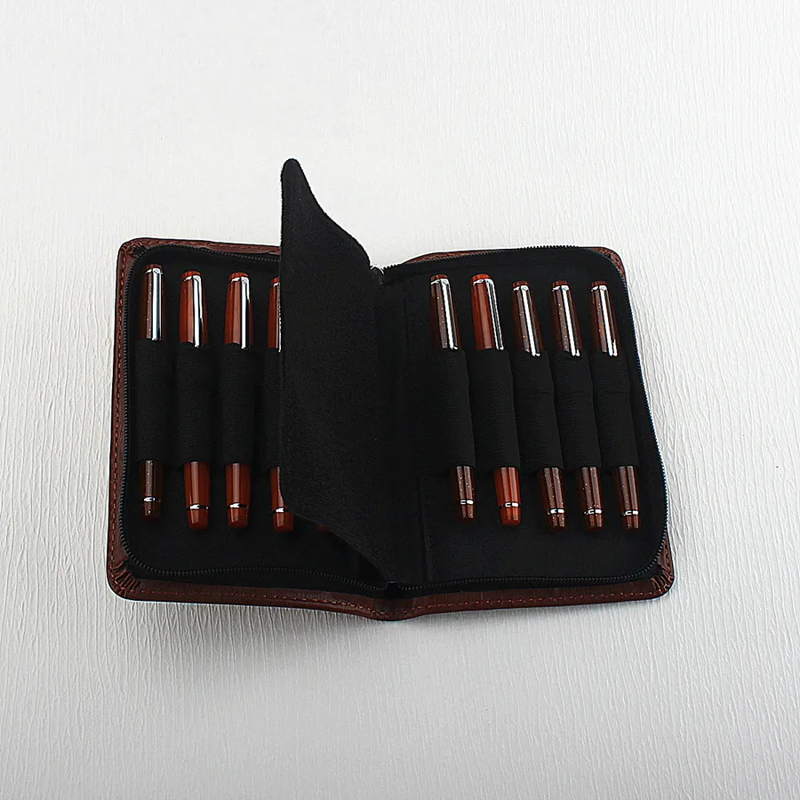 New Leather Large Capacity Fountain Pencil Case 48 Slots Pen Bag Writing Holder Supplies Accessories