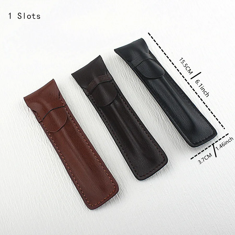 New Leather Large Capacity Fountain Pencil Case 48 Slots Pen Bag Writing Holder Supplies Accessories