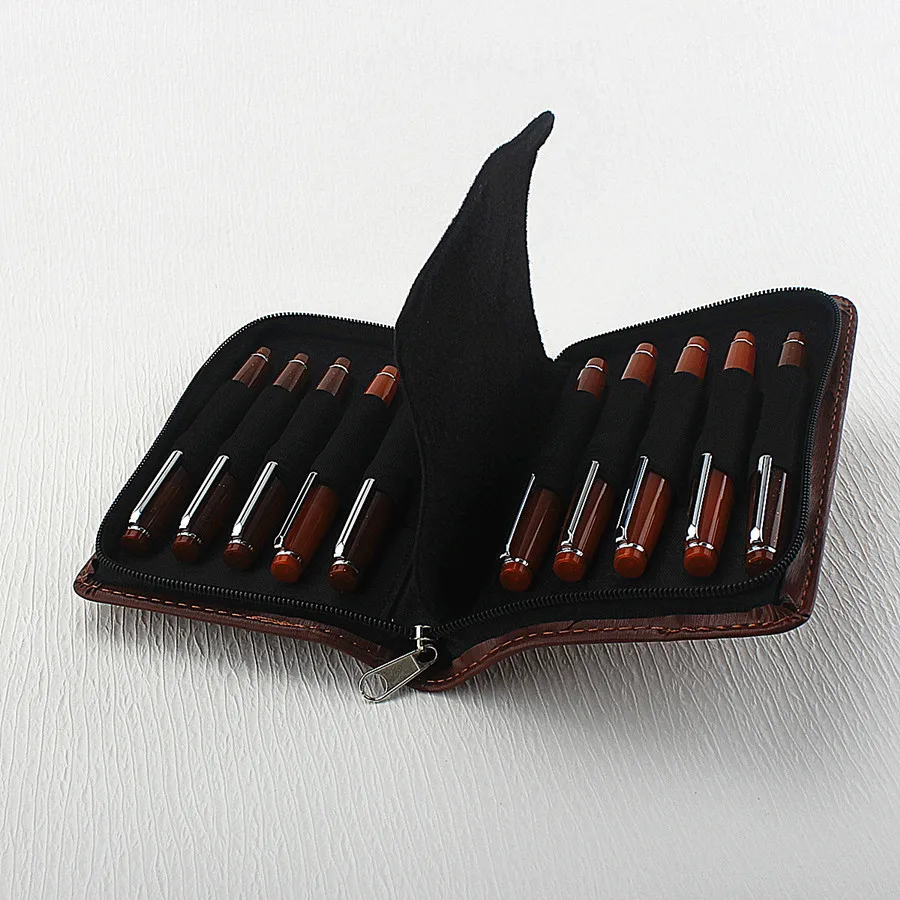 New Leather Large Capacity Fountain Pencil Case 48 Slots Pen Bag Writing Holder Supplies Accessories