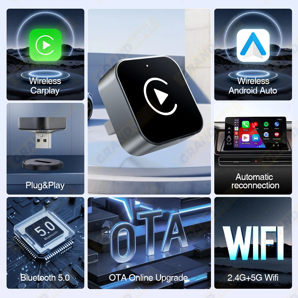 2026 2IN1 Wireless CarPlay Android Auto USB/Type-C Adapter Dongle Smart Box Plug Play For VW Toyota Nissan Honda Ford Benz KIA
