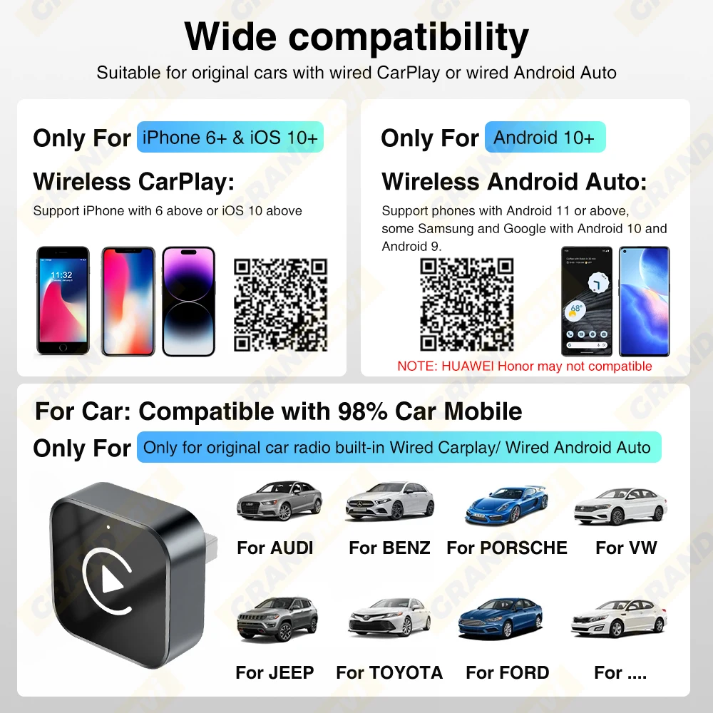 2026 2IN1 Wireless CarPlay Android Auto USB/Type-C Adapter Dongle Smart Box Plug Play For VW Toyota Nissan Honda Ford Benz KIA