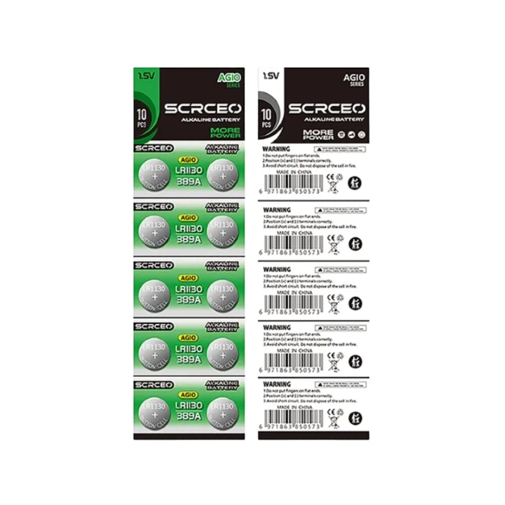 Premium High Capacity AG10 LR1130 389A LR54 L1131 SR1130 1.5V Button Coin Cell Battery for Watch Calculator Laser Toys