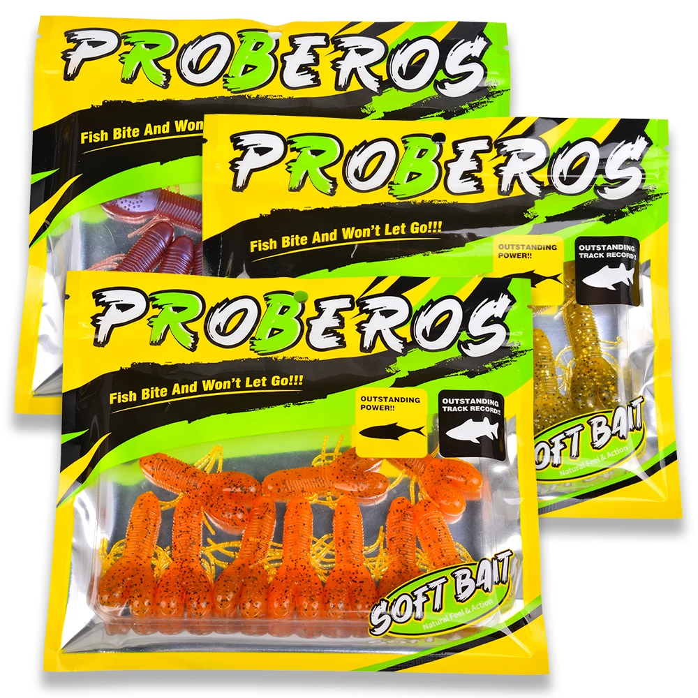 Sunlure 6 Unique Colors Shapes Sea Bass Trout Seawater Fishing Bait 10PC/Bag Ribbed Insect Shaped Design Biomimetic Soft Lures