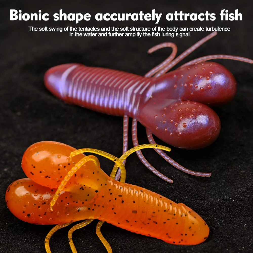 Sunlure 6 Unique Colors Shapes Sea Bass Trout Seawater Fishing Bait 10PC/Bag Ribbed Insect Shaped Design Biomimetic Soft Lures
