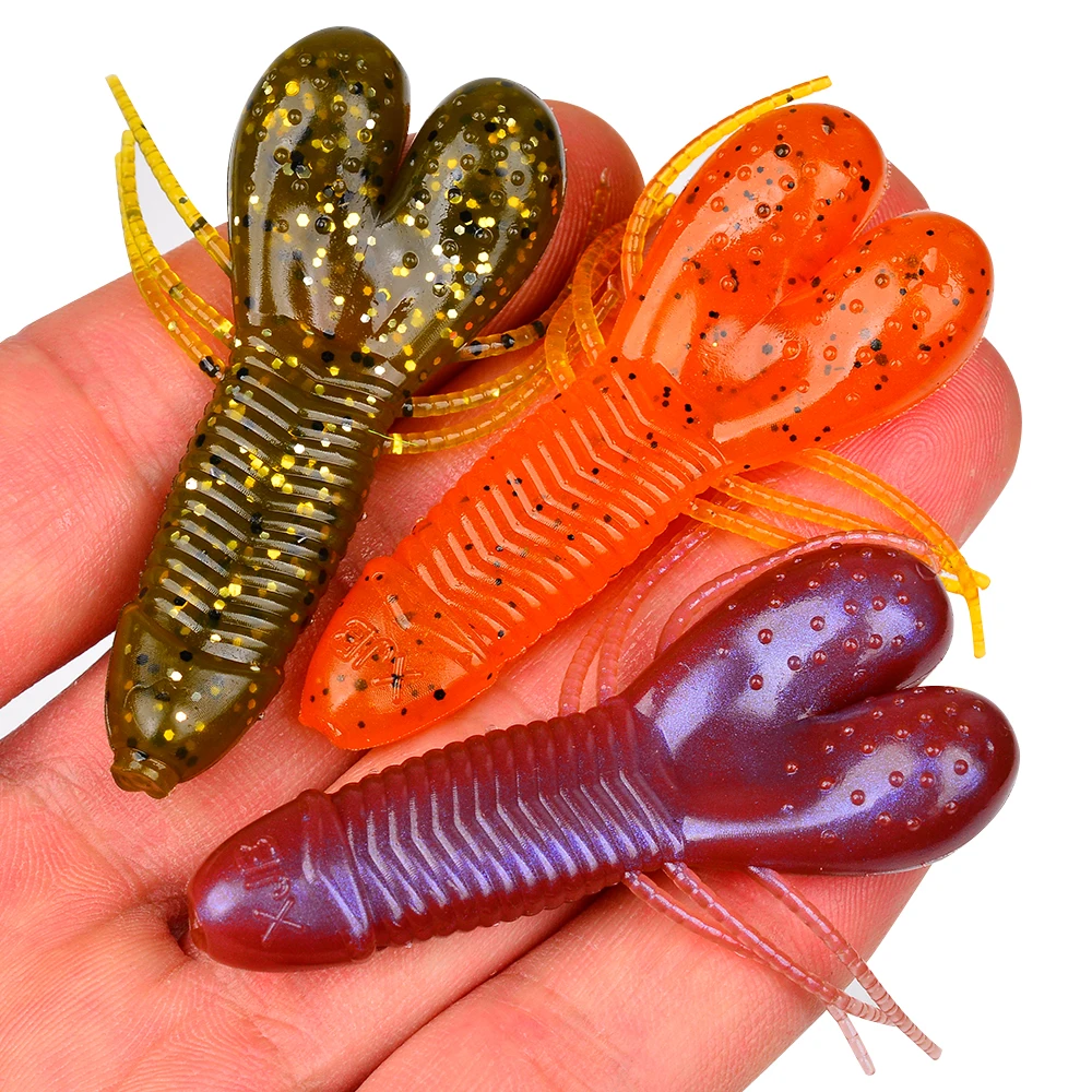 Sunlure 6 Unique Colors Shapes Sea Bass Trout Seawater Fishing Bait 10PC/Bag Ribbed Insect Shaped Design Biomimetic Soft Lures