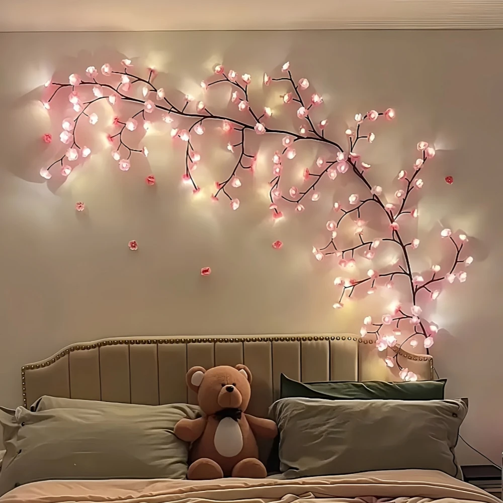 1PC 72/96/144LED Cherry Blossom Tree Lights USB Powered Dimmable LED Artificial Flower Branch Lamp for Bedroom Wedding Party