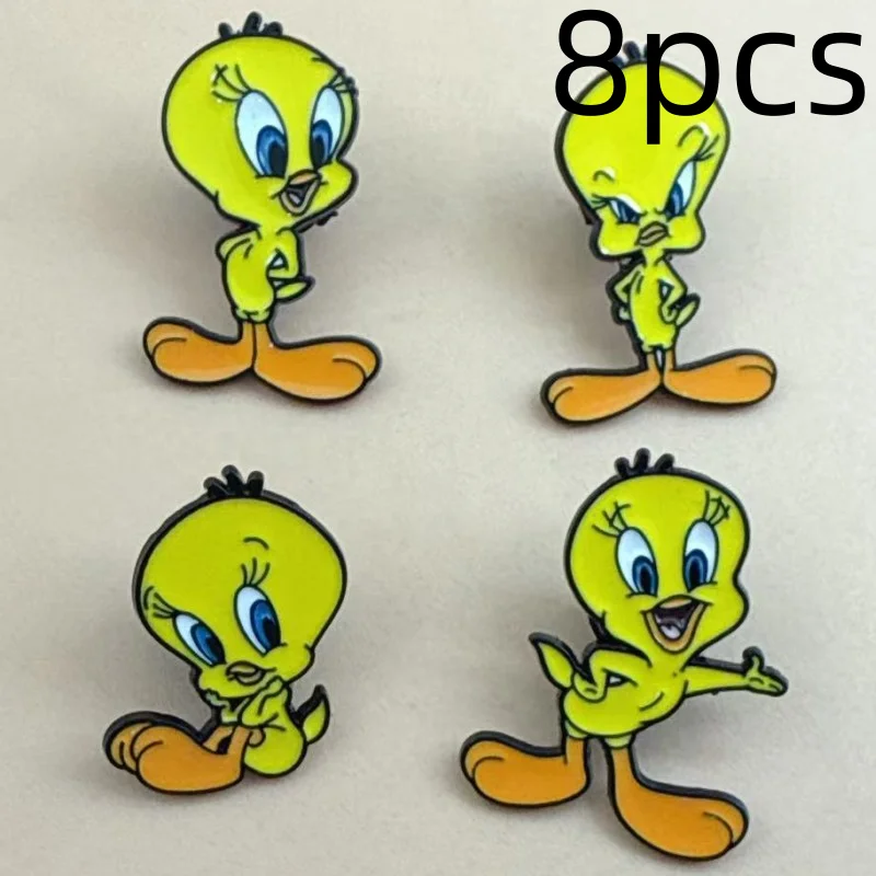 8pcs Cute Yellow Duck Enamel Pins Creative Cartoon Animal Lapel Brooch Badge Backpack Clothing Hat Accessories For Kids Gift