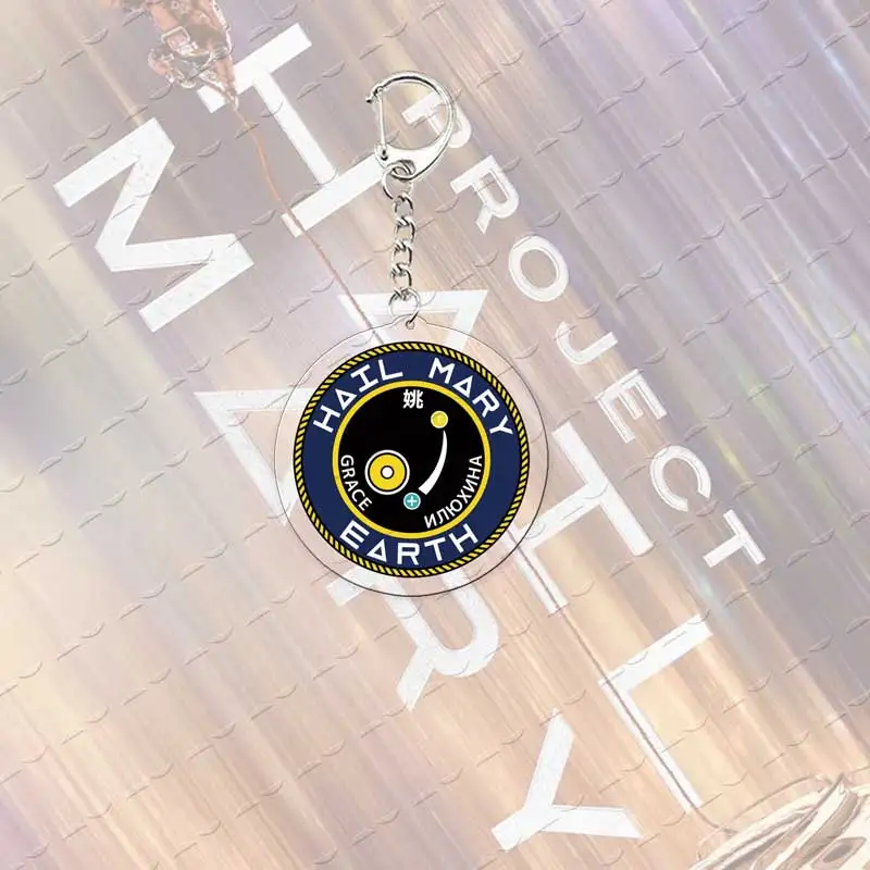 Project Hail Mary Mission Crest Acrylic Keychain Bag Charm Accessories Rocky Space Andy Weir Astrophage Keyrings Pendant