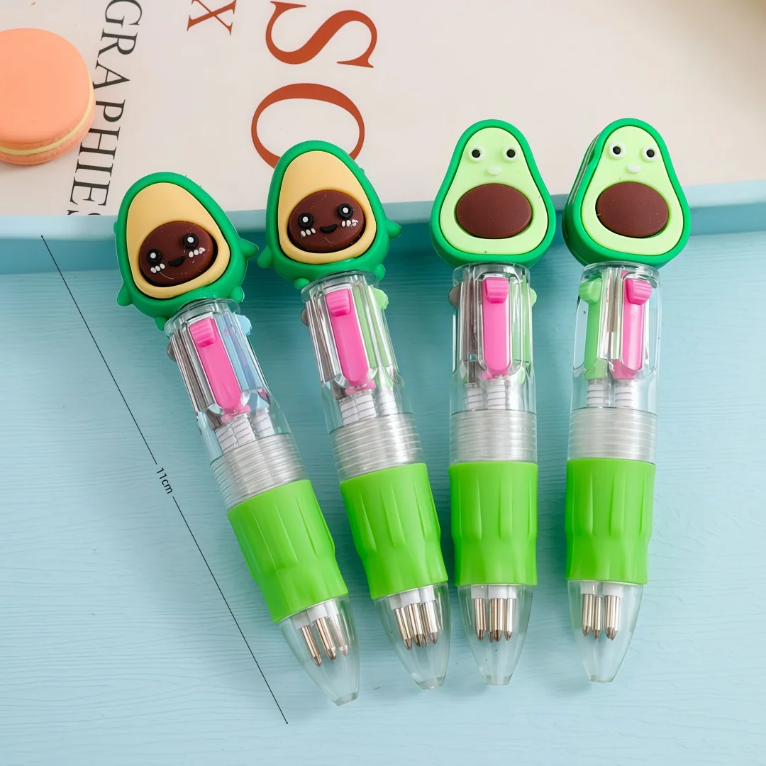 1-30Pcs Cute Cartoon Solid Color Four-Color Pen Mini Pocket Notebook Pen Creative Press Multi-Head Switch for Bullet Journals