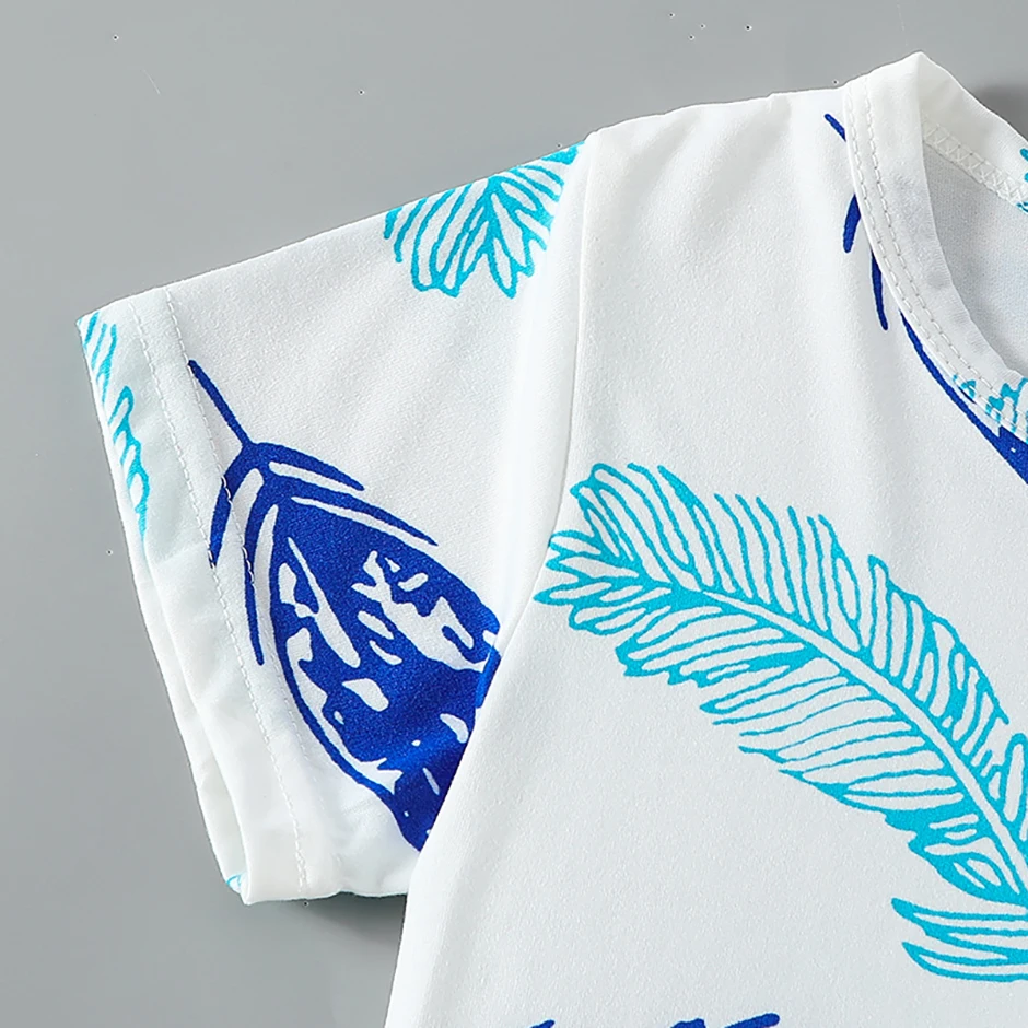 2-Piece Summer Children's Dinosaur Print Set, Cute Short-Sleeved T-Shirt for Boys and Girls, Elastic Waist, Comfortable Shorts