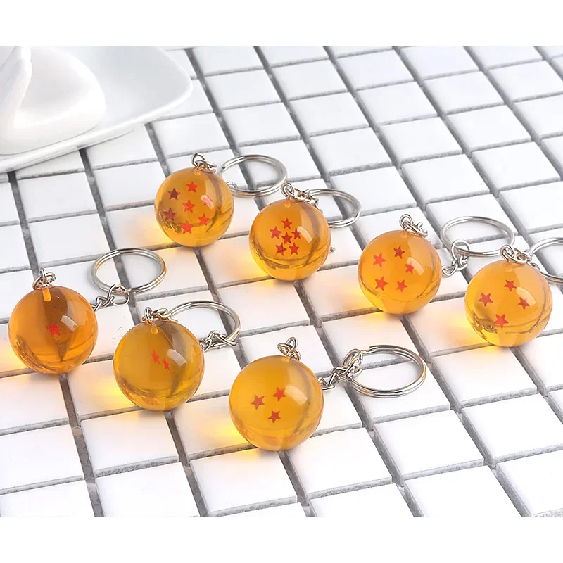 Bandai Dragon Ball Series Keychain Charms Accessories 1-7 Star Dragon Balls Cosplay Keyring Car Keyring Pendant Holder Toys Gift