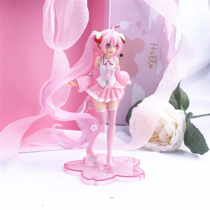 New Anime Hatsune Miku Action Figure Kawaii Collection Model Pink Sakura Kawaiii Doll Collectible Toys Cake Decor