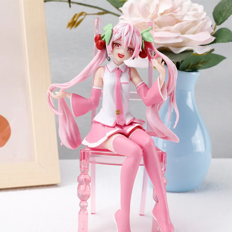 New Anime Hatsune Miku Action Figure Kawaii Collection Model Pink Sakura Kawaiii Doll Collectible Toys Cake Decor