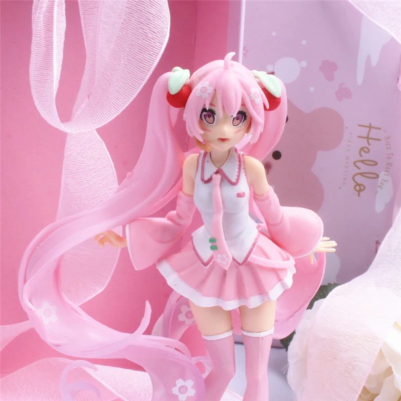 New Anime Hatsune Miku Action Figure Kawaii Collection Model Pink Sakura Kawaiii Doll Collectible Toys Cake Decor
