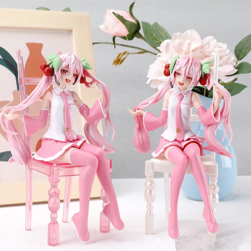 New Anime Hatsune Miku Action Figure Kawaii Collection Model Pink Sakura Kawaiii Doll Collectible Toys Cake Decor