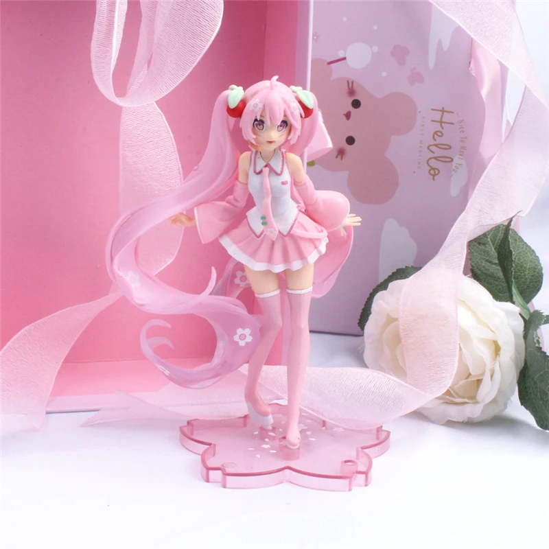 New Anime Hatsune Miku Action Figure Kawaii Collection Model Pink Sakura Kawaiii Doll Collectible Toys Cake Decor
