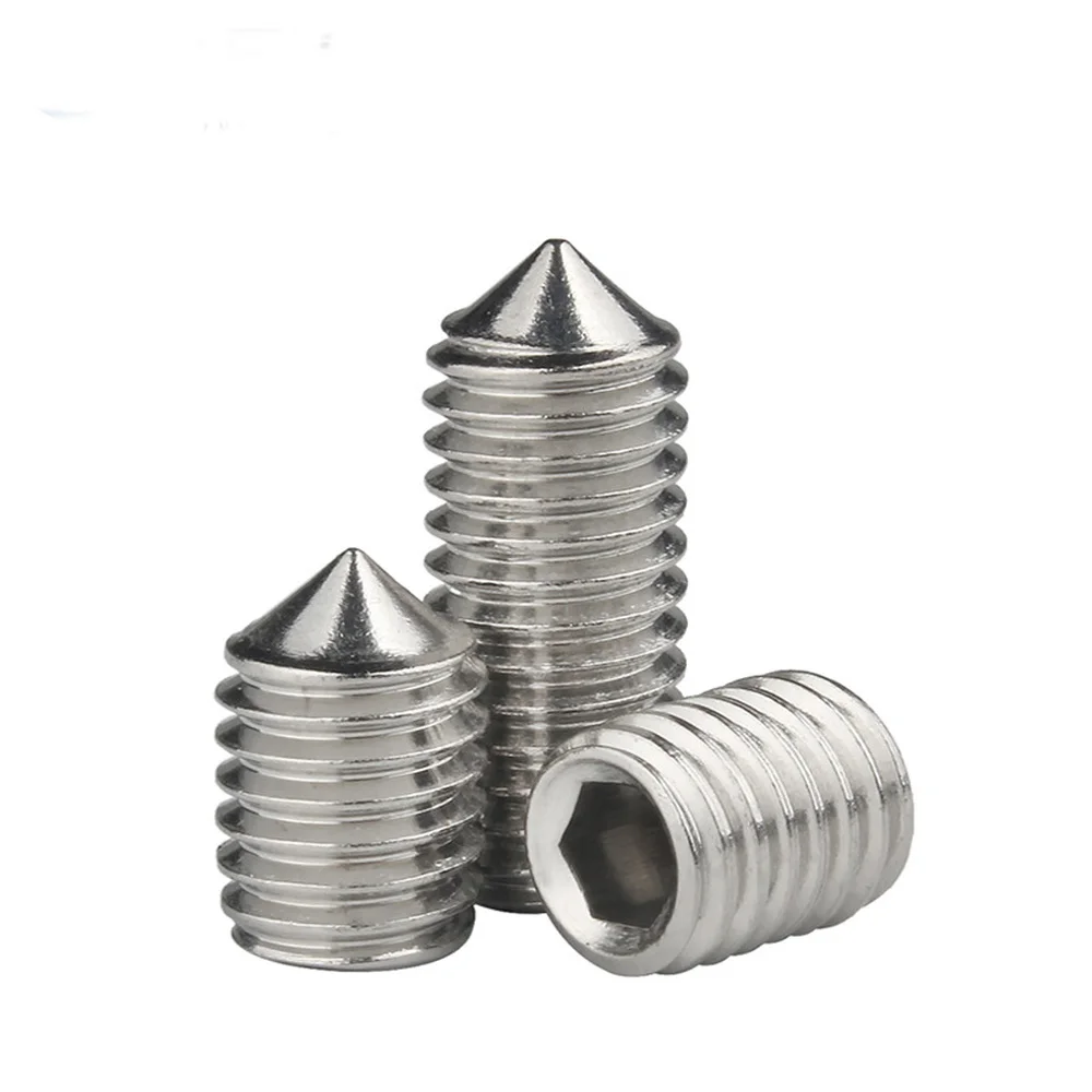 10pcs/lot Hex Hexagon Socket Set Screw Cone Point Grub Screw M2 M2.5 M3 M4 M5 M6 M8 M10 M12 304 Stainless Steel DIN914