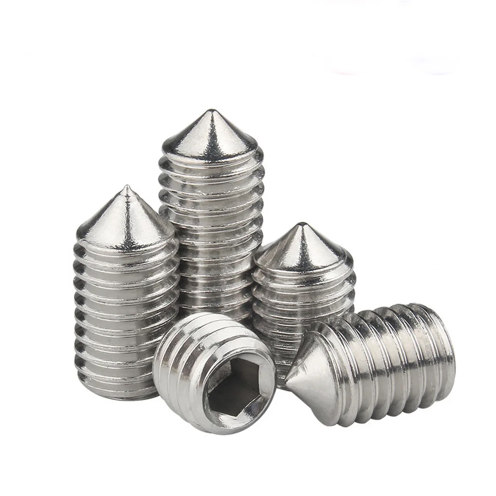 10pcs/lot Hex Hexagon Socket Set Screw Cone Point Grub Screw M2 M2.5 M3 M4 M5 M6 M8 M10 M12 304 Stainless Steel DIN914