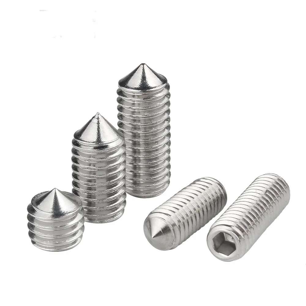 10pcs/lot Hex Hexagon Socket Set Screw Cone Point Grub Screw M2 M2.5 M3 M4 M5 M6 M8 M10 M12 304 Stainless Steel DIN914