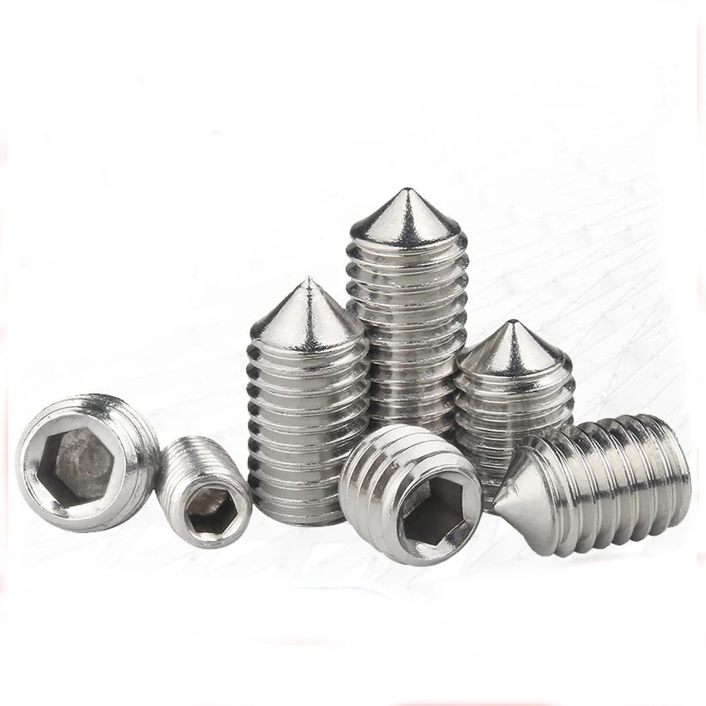10pcs/lot Hex Hexagon Socket Set Screw Cone Point Grub Screw M2 M2.5 M3 M4 M5 M6 M8 M10 M12 304 Stainless Steel DIN914