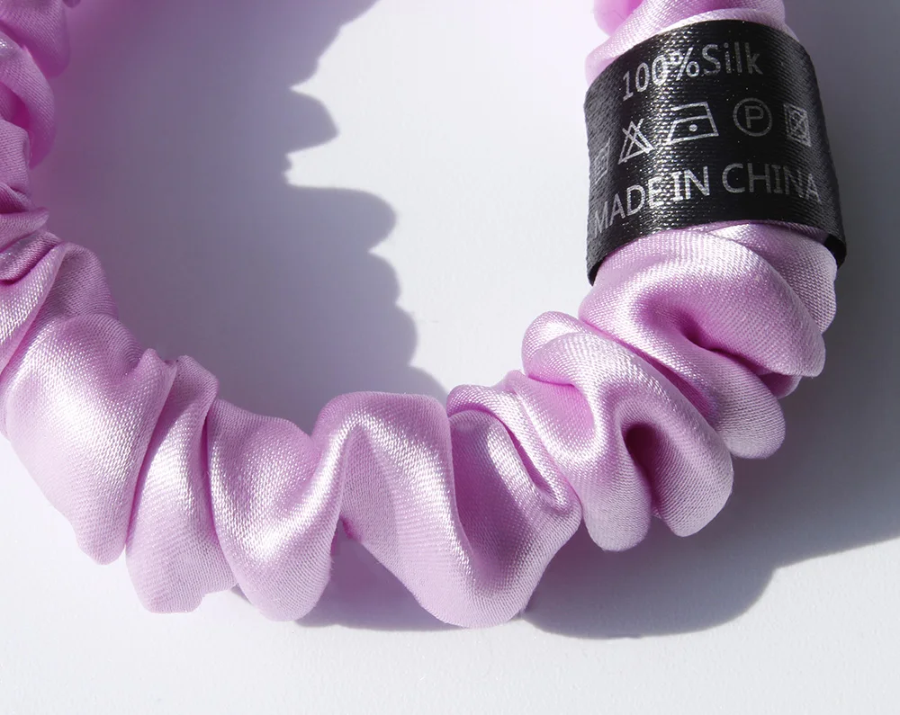 100% Pure Mulberry Silk Scrunchies Hair Ties Rubber Bands for Women Girls Small Elastic Ponytail Holder No Damage 19 Momme 1.5CM