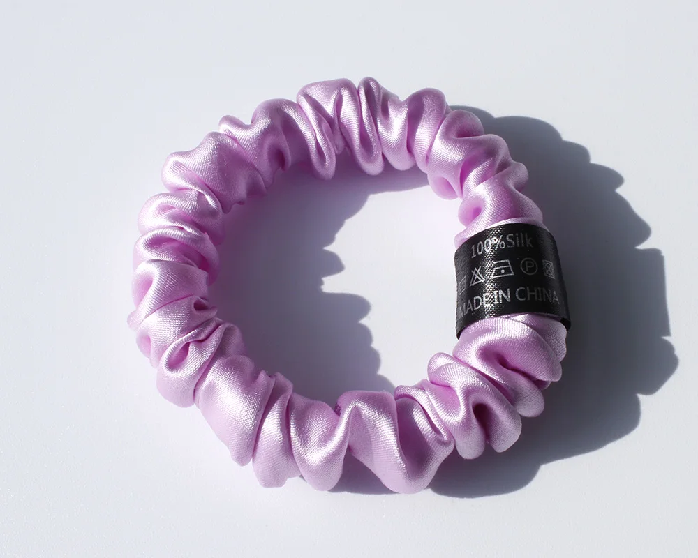 100% Pure Mulberry Silk Scrunchies Hair Ties Rubber Bands for Women Girls Small Elastic Ponytail Holder No Damage 19 Momme 1.5CM
