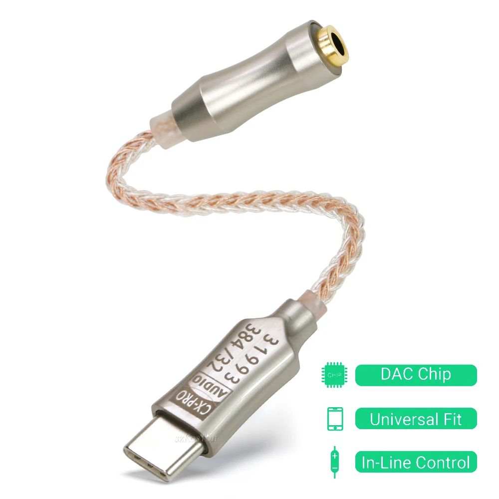 CX31993 USB Type-C to 3.5mm Audio Interface Headphone Amplifier HiFi DAC Earphone Sound Amplifier 32bit 384kHz Audio Adapter