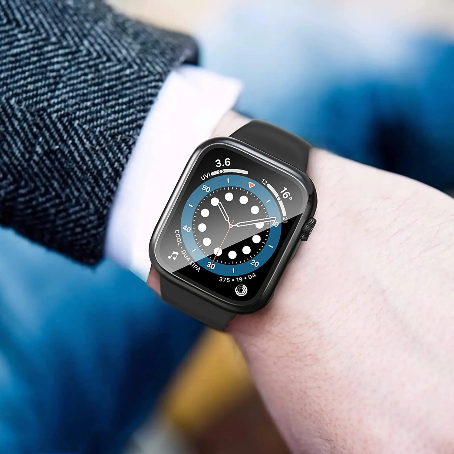 Glass+cover For Apple Watch Case 44mm 40mm 45mm 41mm 42mm 38mm Accessories Plated Screen Protector iWatch series 9 8 6 5 3 se 7