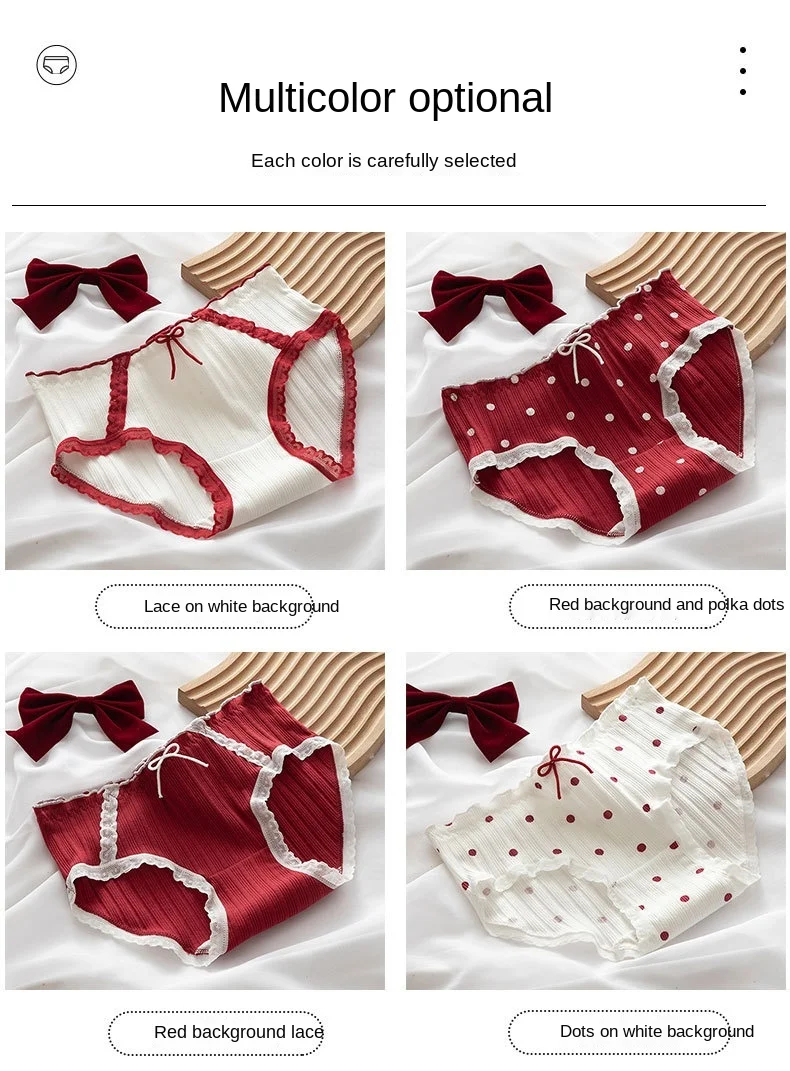 New Women's Cotton Underwear Lovely Girl Comfort Briefs Fashion Bow Breathable Panties Mid Waist Seamless Underpants Lingerie