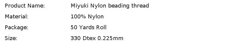 50 Yards Miyuki Beading Thread Japan 100% Nylon 330 DTEX 0.225mm Elastic Cord Beading Thread Handmade Jewelry Finding