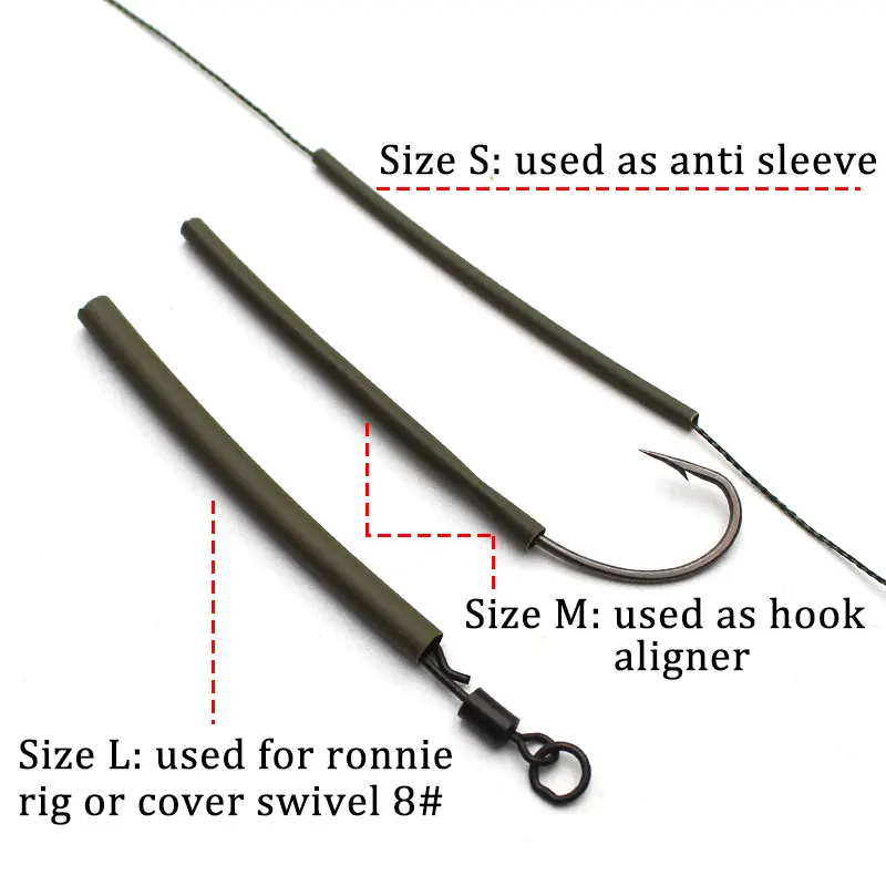 30PCS Carp Fishing Accessories Matte Silicone Heat Shrink Tubing Rig Tube For Carp Fishing Ronnie Rigs Hair Rig Terminal Tackle