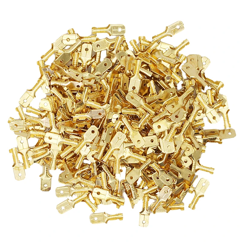 100Pcs/lot 2.8/4.8/6.3mm Female and male Crimp Terminal Connector Gold Brass/Silver Car Speaker Electric Wire Connectors Set