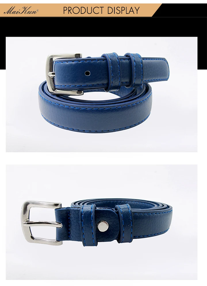 MaiKun Women's Skinny Leather Belt Solid Color Pin Buckle Simple Small Size Suit Business Casual Waist