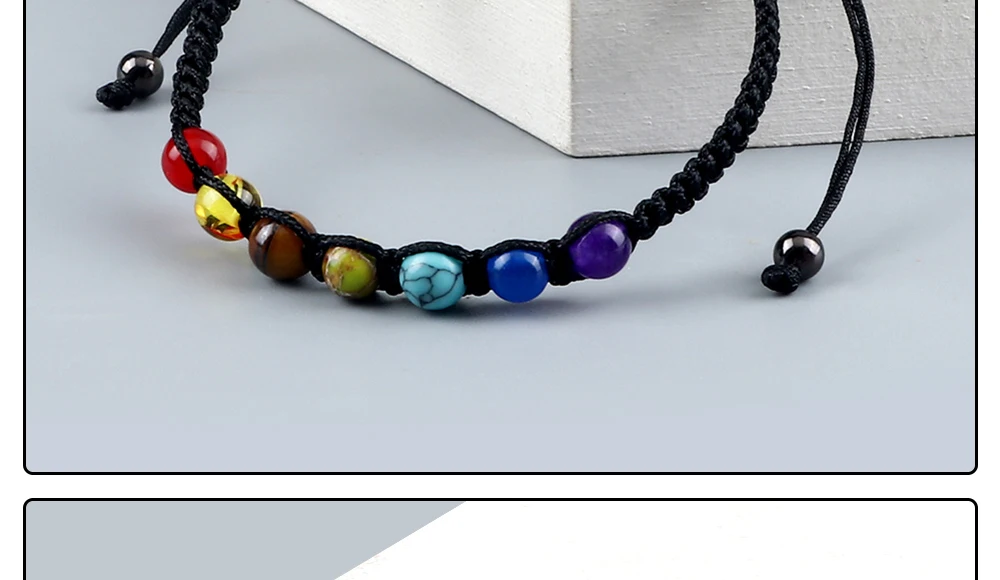 Handmade 7 Chakra Beads Bracelet 6mm Natural Stone String Braided Yoga Reiki Healing Balance Bracelets & Bangles Meditation Gift