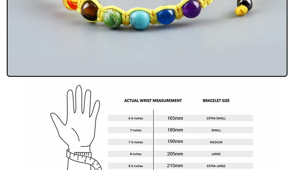 Handmade 7 Chakra Beads Bracelet 6mm Natural Stone String Braided Yoga Reiki Healing Balance Bracelets & Bangles Meditation Gift