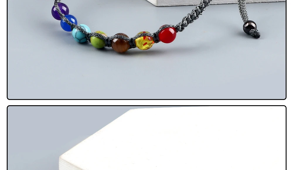 Handmade 7 Chakra Beads Bracelet 6mm Natural Stone String Braided Yoga Reiki Healing Balance Bracelets & Bangles Meditation Gift