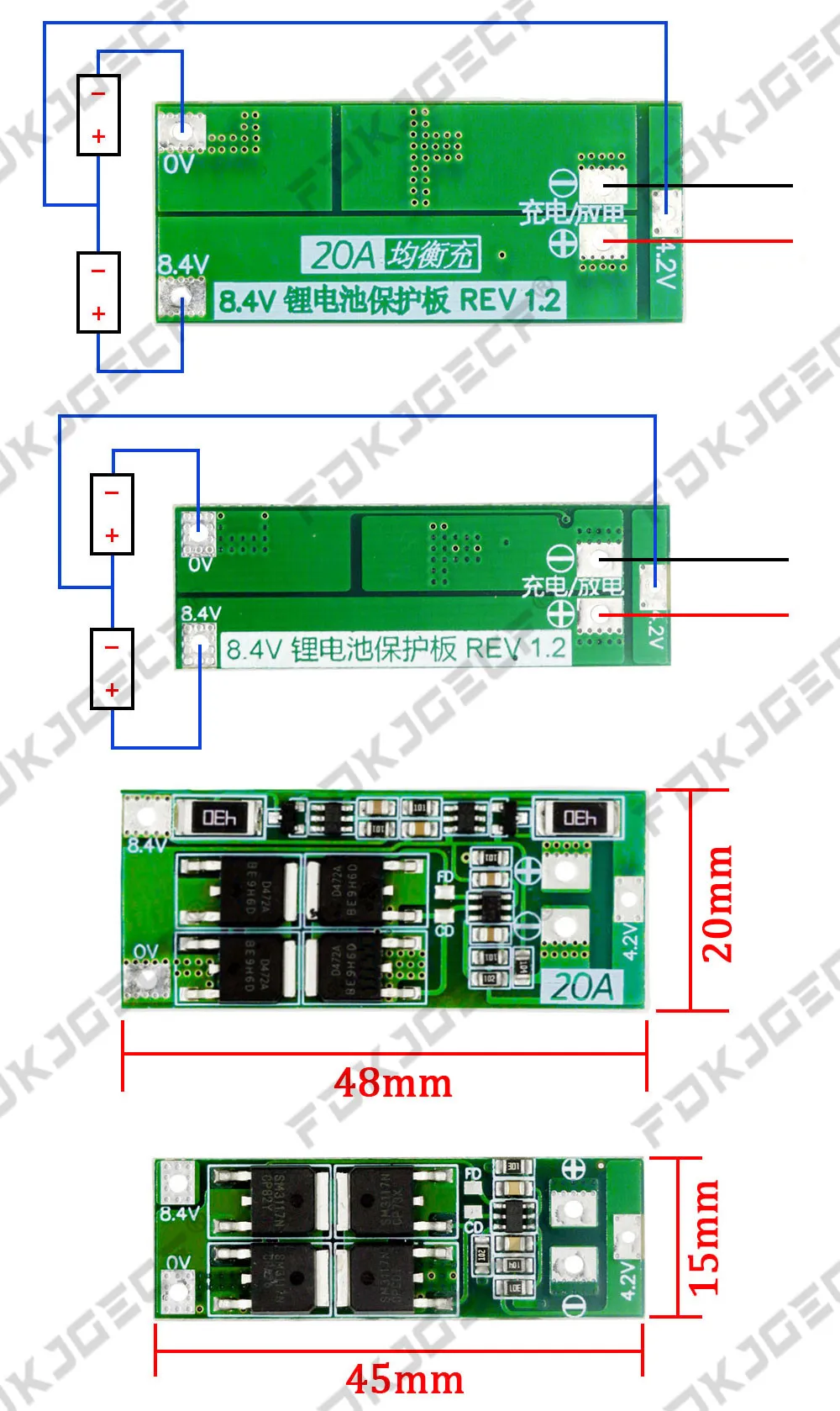 2S 3A 4A 5A 8A 10A 13A 20A 7.4V 8.4V Li-ion 18650 Lithium battery protection board / BMS board Standard / Balance