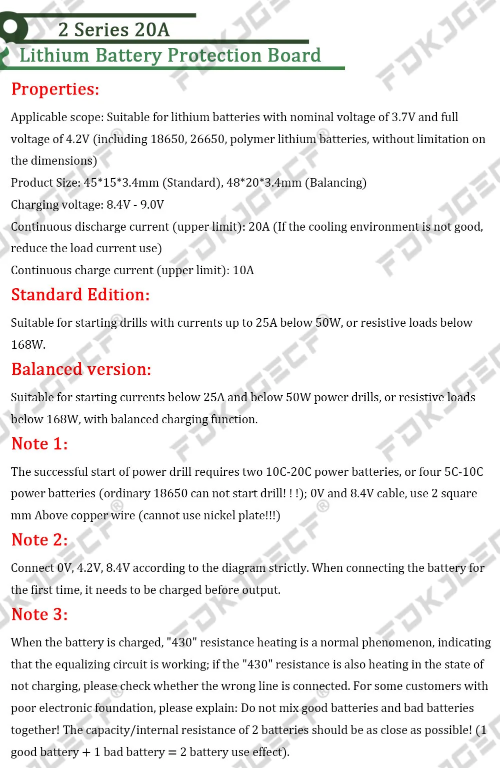 2S 3A 4A 5A 8A 10A 13A 20A 7.4V 8.4V Li-ion 18650 Lithium battery protection board / BMS board Standard / Balance