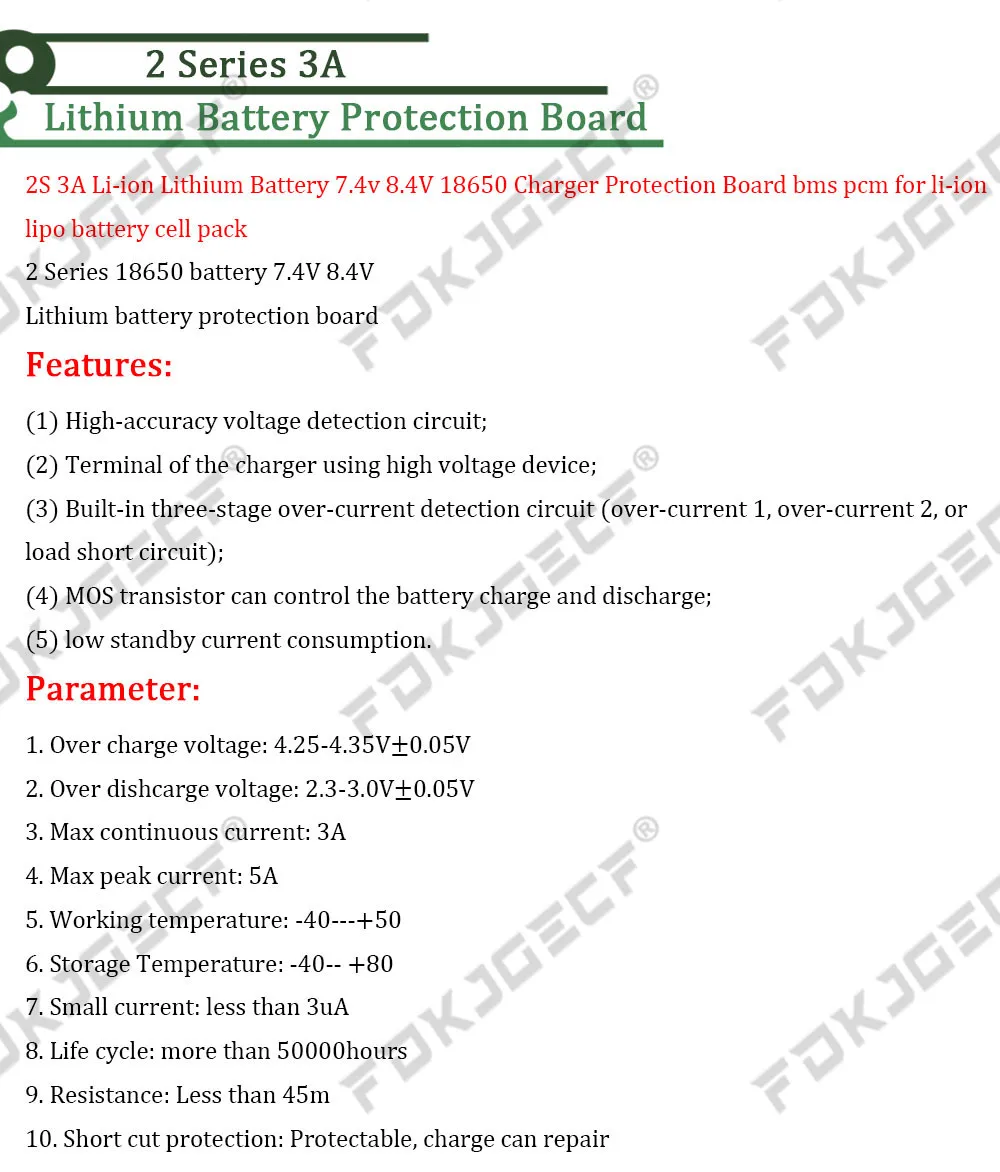 2S 3A 4A 5A 8A 10A 13A 20A 7.4V 8.4V Li-ion 18650 Lithium battery protection board / BMS board Standard / Balance