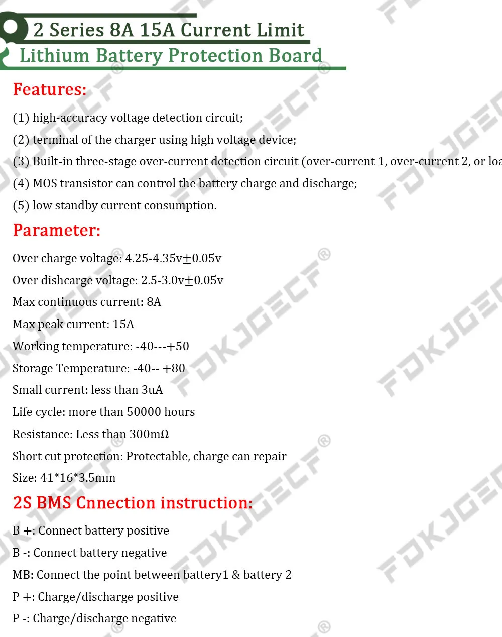 2S 3A 4A 5A 8A 10A 13A 20A 7.4V 8.4V Li-ion 18650 Lithium battery protection board / BMS board Standard / Balance