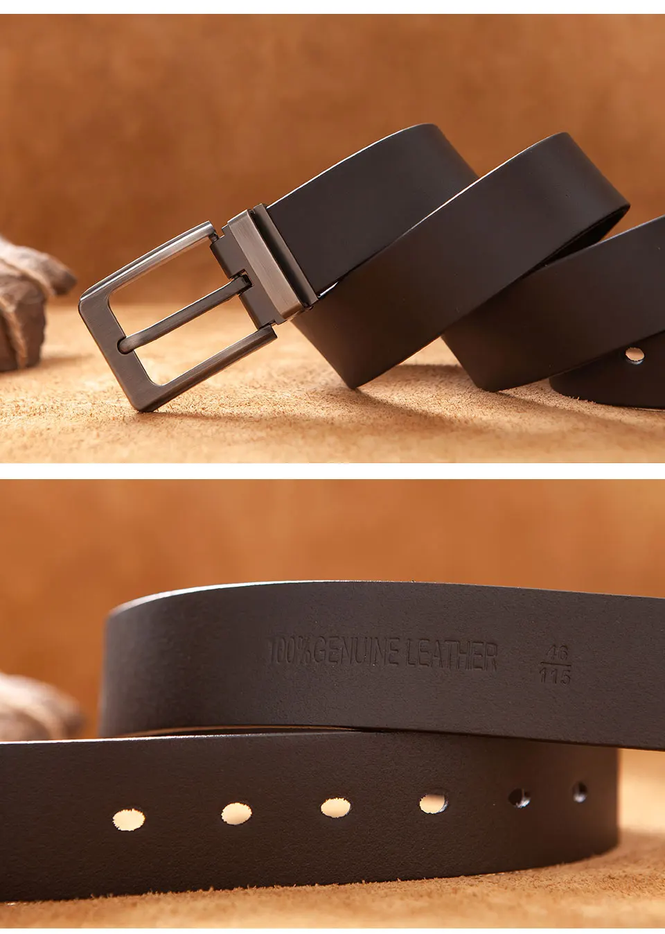 Cowhide Genuine Leather Belts for Men Male Pin Buckle Jeans Waist Belt Mens Black Brown Commuter Business Belt Ceinture Homme