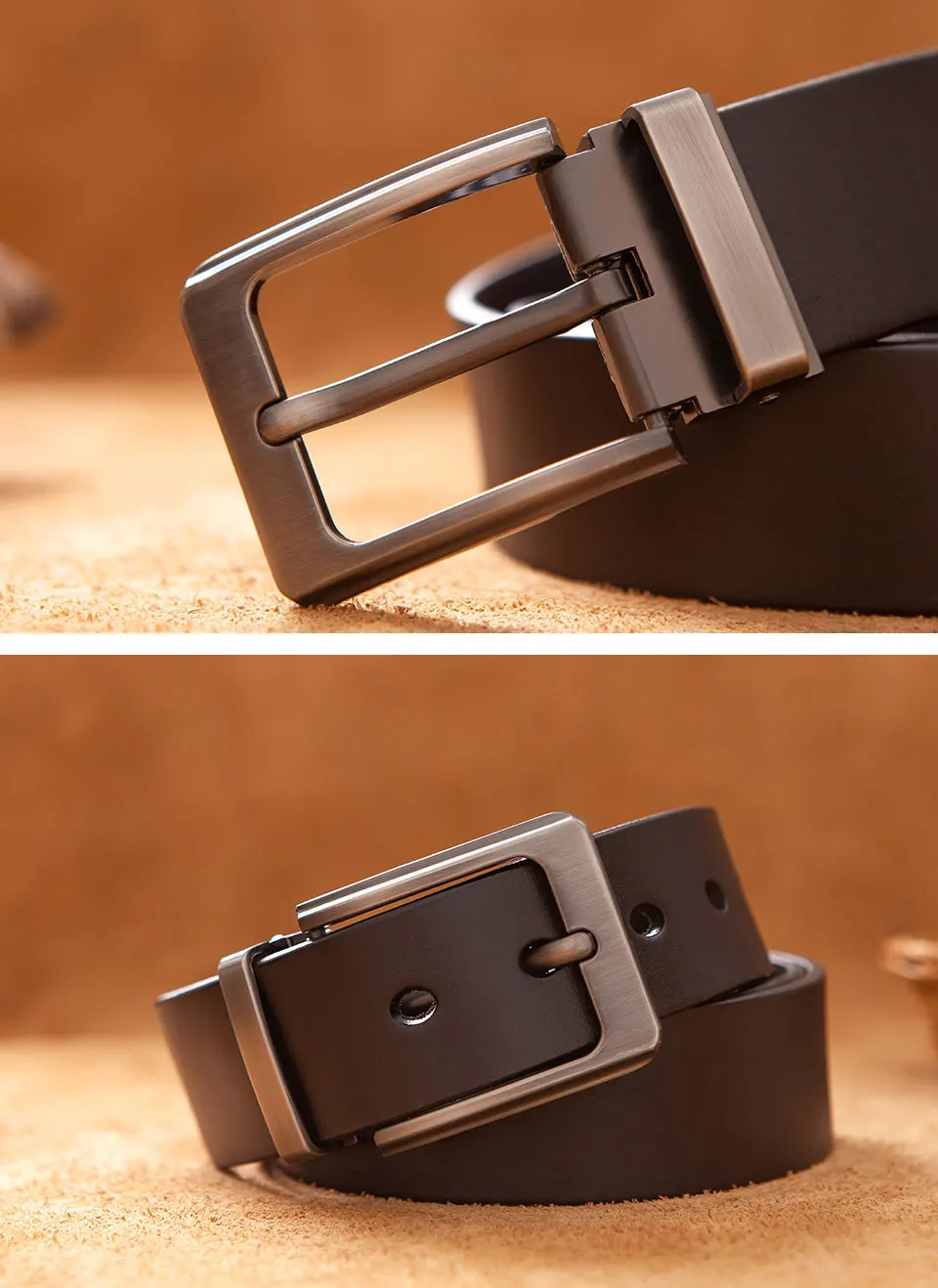 Cowhide Genuine Leather Belts for Men Male Pin Buckle Jeans Waist Belt Mens Black Brown Commuter Business Belt Ceinture Homme