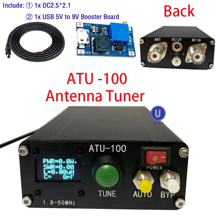 ATU-100 ATU100 Machine 1.8-50MHz ATU100mini Automatic Antenna Tuner by N7DDC 7x7 3.2Firmware Programmed OLED